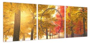 Obraz jesiennych drzew (z zegarem) (90x30 cm)