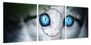 Obraz kota (z zegarem) (90x30 cm)