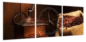 Obraz kawy (z zegarem) (90x30 cm)