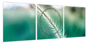 Obraz źdźbła trawy (z zegarem) (90x30 cm)
