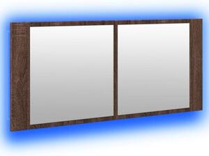 Szafka łazienkowa z lustrem i LED, brązowy dąb, 100x12x45 cm