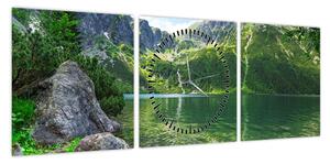 Obraz jeziora w Tatrach (z zegarem) (90x30 cm)