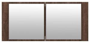 Szafka łazienkowa z lustrem i LED, brązowy dąb, 100x12x45 cm