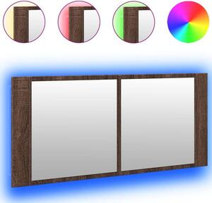 Szafka łazienkowa z lustrem i LED, brązowy dąb, 100x12x45 cm