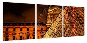 Obraz Luwru w Paryżu (z zegarem) (90x30 cm)