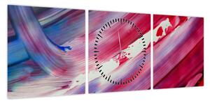 Obraz - różowo - niebieskie kolory (z zegarem) (90x30 cm)