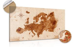 Obraz retro mapa Europy na korku