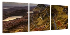 Obraz szkockich gór (z zegarem) (90x30 cm)