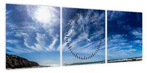 Obraz nieba z chmurami (z zegarem) (90x30 cm)