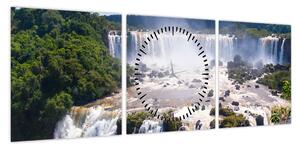 Obraz wodospadu Iguassu (z zegarem) (90x30 cm)