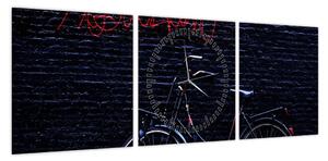 Obraz roweru w Amsterdamie (z zegarem) (90x30 cm)