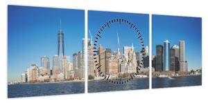 Obraz - Manhattan w Nowym Jorku (z zegarem) (90x30 cm)