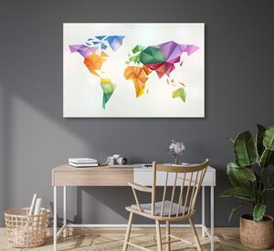 Obraz kolorowa mapa świata w stylu origami na korku