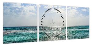 Obraz powierzchni morza (z zegarem) (90x30 cm)