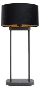 Lampa stołowa czarna z czarnym owalnym kloszem 35 cm - Thijmen