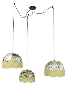 Lampa wisząca czarna z kloszem w liście i białym wnętrzem 31,5 3-źródła światła - Cava