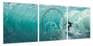 Obraz surfowanie (z zegarem) (90x30 cm)