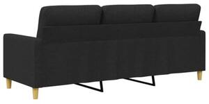 Sofa 3-osobowa, czarna, 180 cm, tapicerowana tkaninÄ
