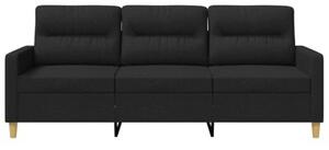 Sofa 3-osobowa, czarna, 180 cm, tapicerowana tkaninÄ