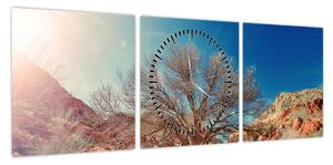 Obraz drzewa na pustyni (z zegarem) (90x30 cm)