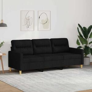 Sofa 3-osobowa, czarna, 180 cm, tapicerowana tkaninÄ