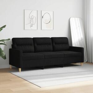 Sofa 3-osobowa, czarna, 180 cm, tapicerowana tkaninÄ