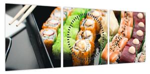 Obraz - Sushi (z zegarem) (90x30 cm)