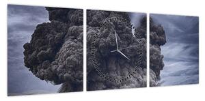 Obraz - Erupcja wulkanu (z zegarem) (90x30 cm)