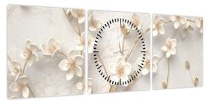 Obraz - Złoty kwiat - abstrakcja (z zegarem) (90x30 cm)