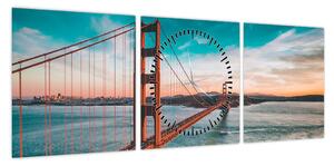 Obraz - Golden Gate, San Francisco (z zegarem) (90x30 cm)