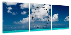 Obraz - Tropikalna plaża (z zegarem) (90x30 cm)