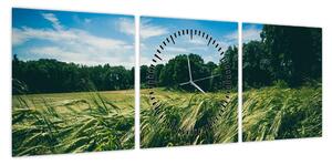 Obraz łąki i lasu (z zegarem) (90x30 cm)