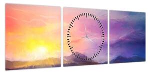 Obraz - O świcie (z zegarem) (90x30 cm)