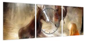 Obraz - Witaj na świecie, źrebaku (z zegarem) (90x30 cm)