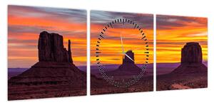 Obraz - Monument Valley v Arizonie (z zegarem) (90x30 cm)
