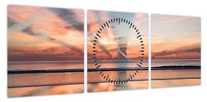 Obraz promieni słonecznych nad plażą Dayton (z zegarem) (90x30 cm)
