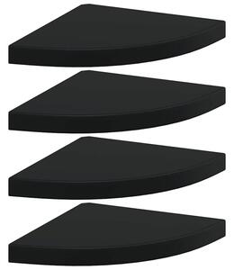 Narożne półki ścienne, 4 szt., czarne, 35x35x3,8 cm, mdf