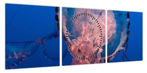 Obraz meduzy (z zegarem) (90x30 cm)