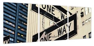 Obraz - New York ONE WAY (z zegarem) (90x30 cm)