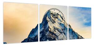 Obraz ośnieżonych gór, Nepal (z zegarem) (90x30 cm)