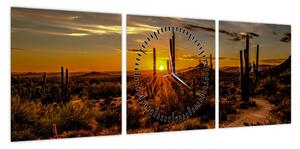 Obraz - Koniec dnia na pustyni w Arizonie (z zegarem) (90x30 cm)