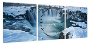 Obraz - Wodospad Bogów, Islandia (z zegarem) (90x30 cm)