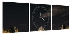 Obraz - Luwr w nocy (z zegarem) (90x30 cm)