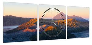 Obraz góry Bromo w Indonezji (z zegarem) (90x30 cm)