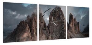 Obraz - Trzy Zęby, Włoskie Dolomity (z zegarem) (90x30 cm)