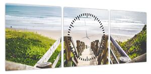 Obraz - Wejście na plażę (z zegarem) (90x30 cm)