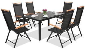 Meble ogrodowe aluminiowe polywood Verona Wood dla 6 osób Garden Point czarne
