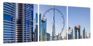 Obraz - Dubaj rano (z zegarem) (90x30 cm)