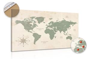 Obraz dyskretna mapa świata na korku