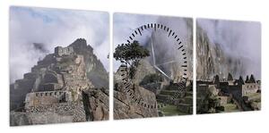 Obraz - Machu Picchu (z zegarem) (90x30 cm)